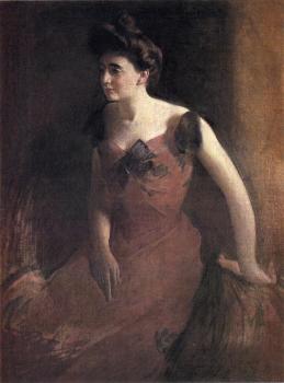 John White Alexander : Woman in a Red Dress